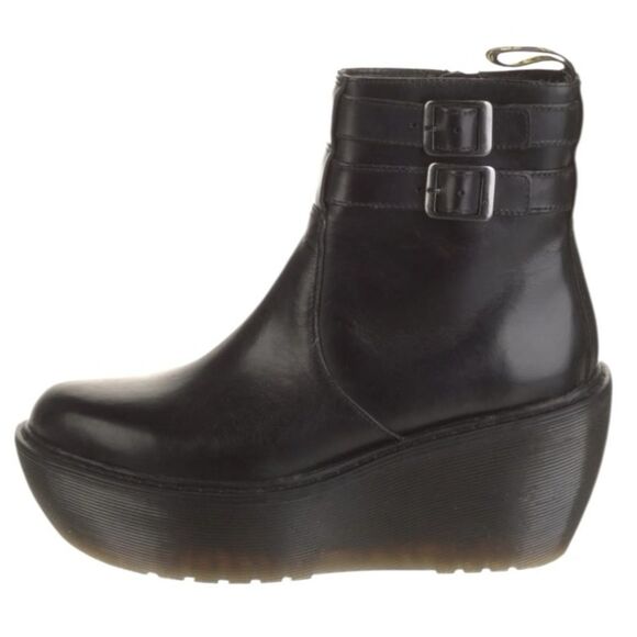 Vintage Dr. Martens Ankle Platform Boots Goth Grunge Womens Leather Black Size 6 - Picture 1 of 12